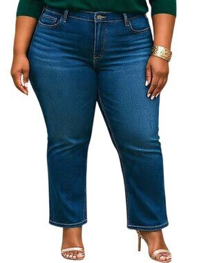 Lee Plus Size 24 Jeans Boot Cut Regular Fit Mid Rise Blue Denim Stretch